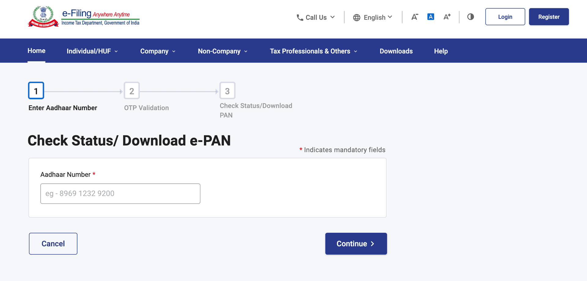 How to Download PAN via Income Tax e-Filing Website